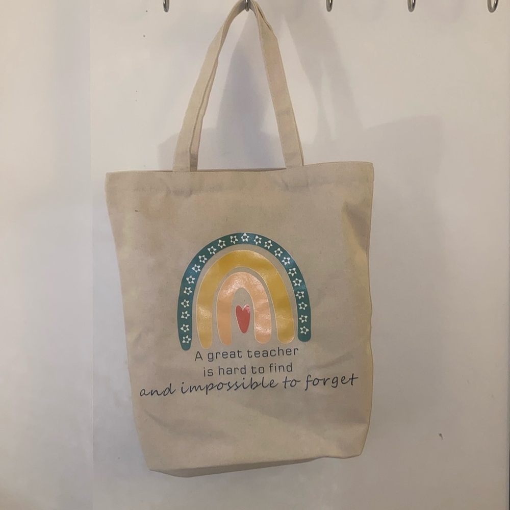 Canvas Bag “Teacher” Themed 14”w x 15”l